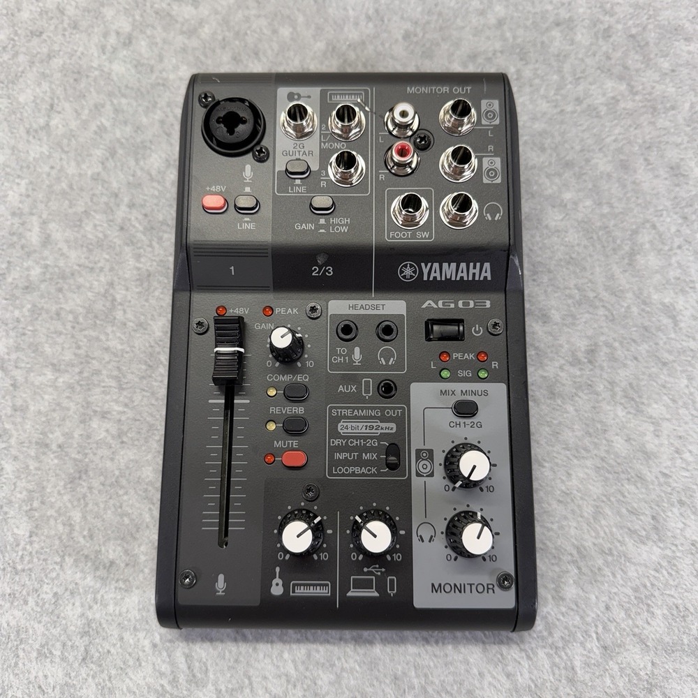 YAMAHA AG03 MK2 Black 3-Channel Mixing Console Computer Audio Interface READ